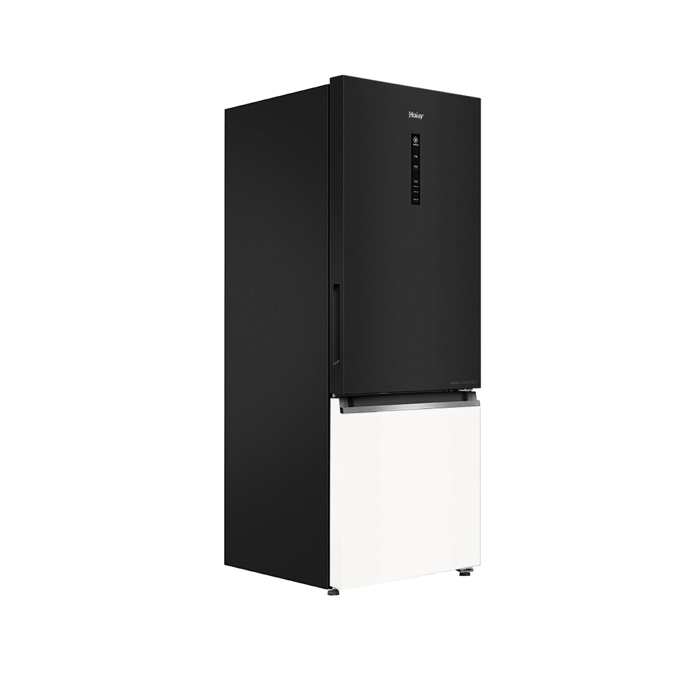 Haier Vogue Series 325L ,Black white Glass  Finish 14 in 1 Convertible  Bottom Mounted Frost Free Refrigerator HRB-3752KWG-P